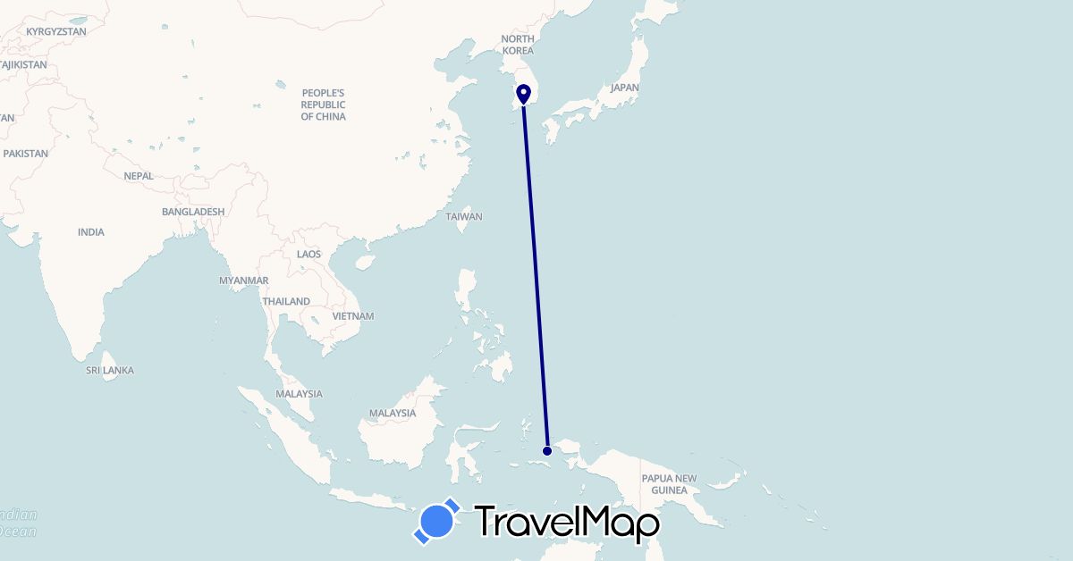 TravelMap itinerary: driving in Indonesia, South Korea (Asia)